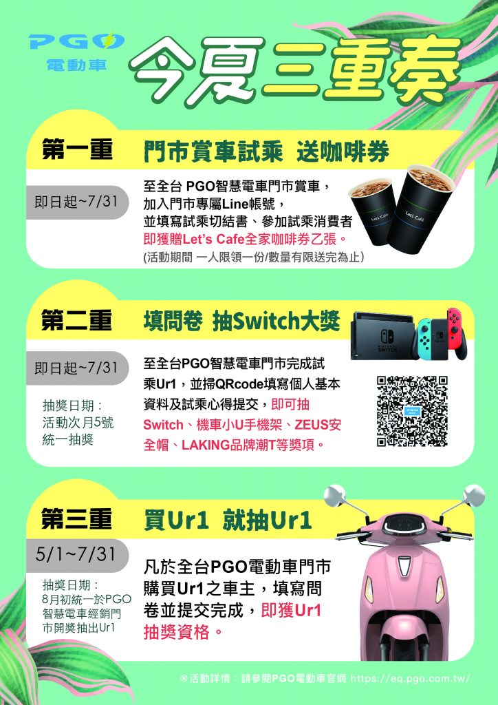 PGO Ur1、PGO 電動車、Switch 抽獎